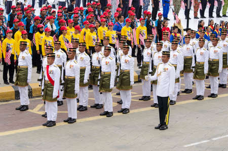 KUALA LUMPUR, MALAYSIA - 29 August 2017 : The Guard Of Honour by 1st Battalion Royal Malay Regiment during the full rehearsal for Malaysian Independence Day celebration.のeditorial素材