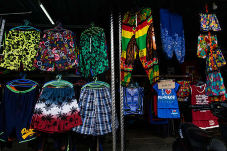 PANGKOR ISLAND, MALAYSIA - MARCH 15, 2020:The edge shopping stalls located on the sidewalk of Nipah Bay Pangkor Islandのeditorial素材