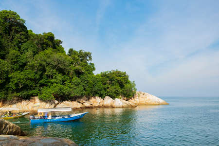 PANGKOR ISLAND, MALAYSIA - MARCH 15, 2020: main attractive activities at Nipah Bay is island hopping and discover beautiful nature of Coral Islandのeditorial素材