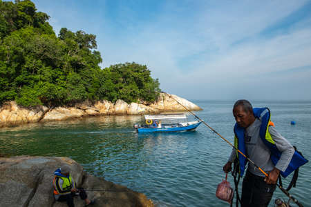 PANGKOR ISLAND, MALAYSIA - MARCH 15, 2020: main attractive activities at Nipah Bay is island hopping and discover beautiful nature of Coral Islandのeditorial素材