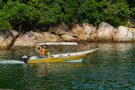 PANGKOR ISLAND, MALAYSIA - MARCH 15, 2020: main attractive activities at Nipah Bay is island hopping and discover beautiful nature of Coral Islandのeditorial素材