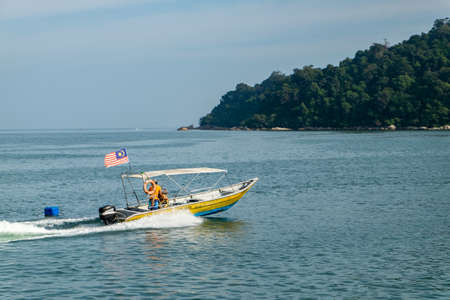 PANGKOR ISLAND, MALAYSIA - MARCH 15, 2020: main attractive activities at Nipah Bay is island hopping and discover beautiful nature of Coral Islandのeditorial素材