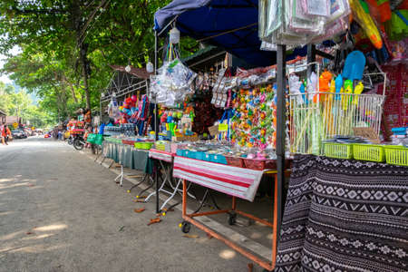 PANGKOR ISLAND, MALAYSIA - MARCH 15, 2020:The edge shopping stalls located on the sidewalk of Nipah Bay Pangkor Islandのeditorial素材