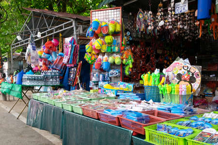 PANGKOR ISLAND, MALAYSIA - MARCH 15, 2020:The edge shopping stalls located on the sidewalk of Nipah Bay Pangkor Islandのeditorial素材