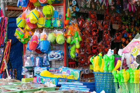 PANGKOR ISLAND, MALAYSIA - MARCH 15, 2020:The edge shopping stalls located on the sidewalk of Nipah Bay Pangkor Islandのeditorial素材