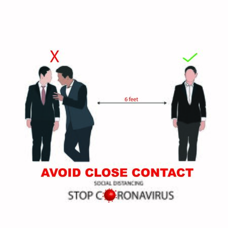 Concept of social distancing campaign,keep spaced between people to avoid spreading illness during transmission of COVID-19 outbreakのイラスト素材