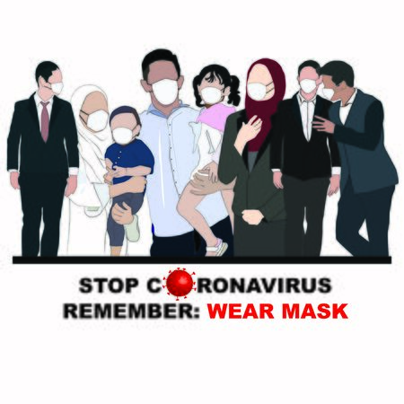 Concept of wearing face mask campaign due to coronavirus crisisのイラスト素材