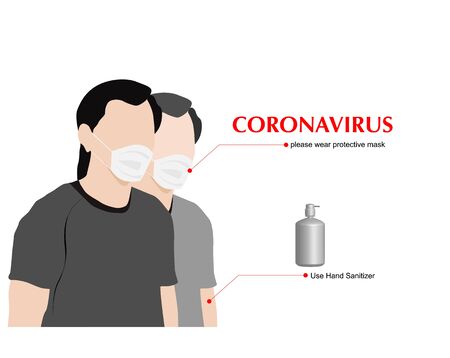 Concept of wearing face mask campaign due to coronavirus crisisのイラスト素材