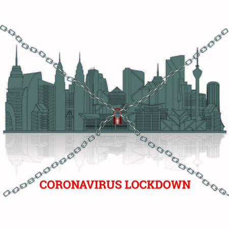 Concept of lockdown and stay at home campaign due to coronavirus crisisのイラスト素材