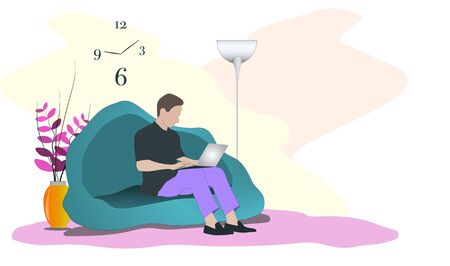 Self employed concept,convenient workplace for freelancer or workers remotely working from homeのイラスト素材