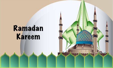 Ramadan Kareem greeting design background with mosqueのイラスト素材
