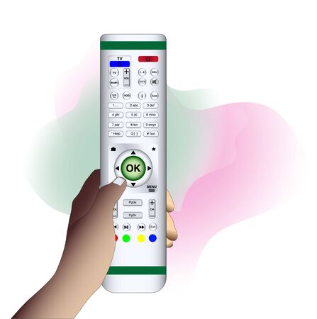 Vector illustration with hand holding remote controlのイラスト素材