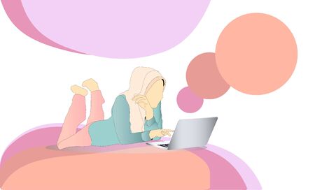 Self employed concept,convenient workplace for freelancer or workers remotely working from homeのイラスト素材