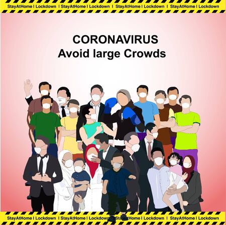 Concept of social distancing campaign,keep spaced between people to avoid spreading illness during transmission of COVID-19 outbreakのイラスト素材