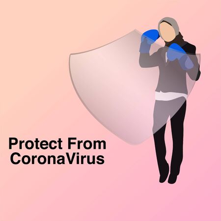 Concept of protection and prevention during coronavirus crisis and infection around the worldのイラスト素材