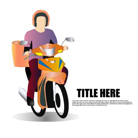 man courier riding motorcycle with carrier box ready for food or goods deliveryのイラスト素材