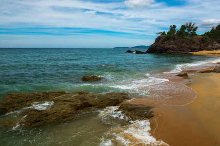 Beautiful scenery tropical sea view and clear water with blue sky backgroundの写真素材