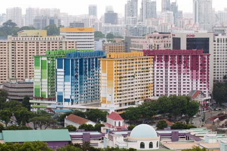 Rochor Center, Singapore, June 6, 2013 - High Angle View of Rochor Center coloured high rise buildings at Rochor Roadのeditorial素材