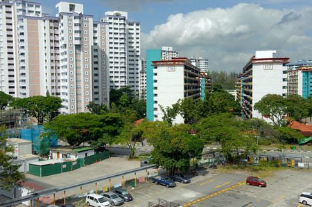 Singapore, Singapore - Feb 5, 2015 - High Angle View of old public housing at Taman Jurong taken on Feb 05, 2015のeditorial素材