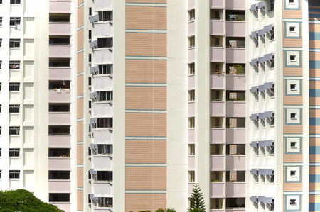 Singapore , Singapore - Feb 05, 2015 - Geometrical abstract shot of Singapore public housing (HDB) taken in the day on Feb 5, 2015のeditorial素材