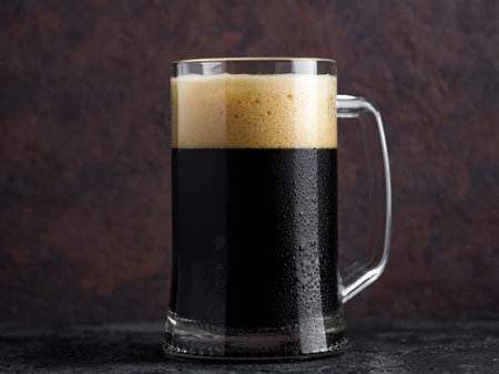 A mug of homemade dark stout beerの写真素材