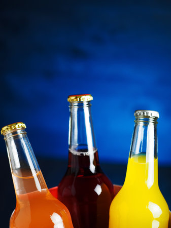 soda pop drinks blue backgroundの写真素材