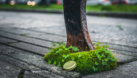 Abstract natural pattern of dense, deep green moss, showing texture and the intricate beauty of life.の素材