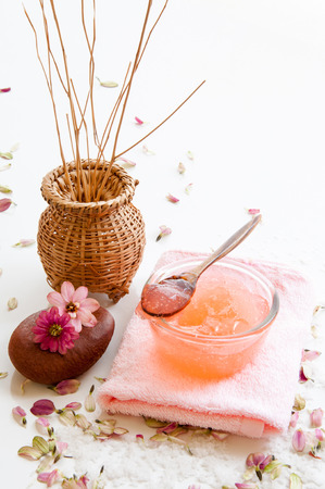 Spa still life with organic scrub and soap の写真素材