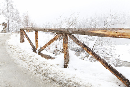 fence in snowの写真素材