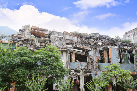 earthquake  house after May 12,2008  at beichuan,mianyang,chinaのeditorial素材