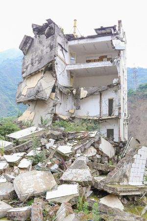 earthquake  house after May 12,2008  at beichuan,mianyang,chinaのeditorial素材