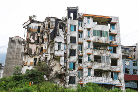 earthquake  house after May 12,2008  at beichuan,mianyang,chinaのeditorial素材