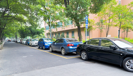 Public parking in the sichuan  university at chengdu,china.Photo is taken on 3 Sep 2011.のeditorial素材
