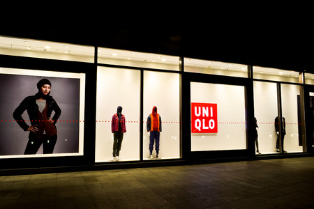 uniqlo boutique at night.Photo is taken on 8 Dec 2011 at chengdu, china.