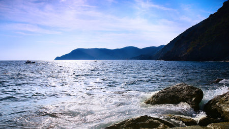 Scenic view at a seasideの写真素材