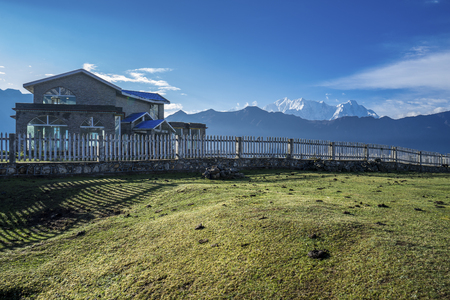 House in Gyirong county, tibet, chinaのeditorial素材