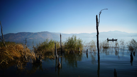 Scenic view at Erhai Lake, Dali, Chinaの写真素材
