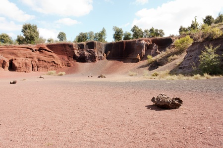 Volcanic landscape with different colors and textures