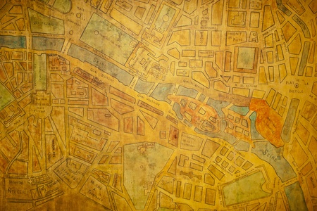 Textured old map of the city of Paris (France)の写真素材