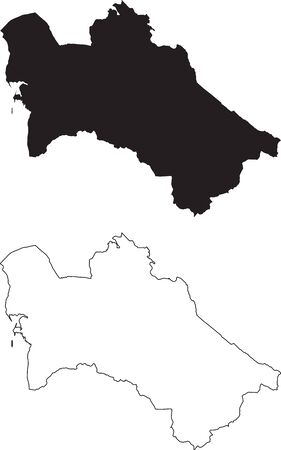 Turkmenistan Map. Black silhouette country map isolated on white background. Black outline on white background.のイラスト素材