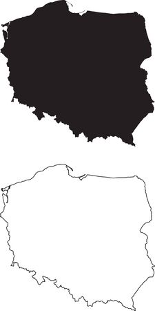 Poland Map. Black silhouette country map isolated on white background. Black outline on white background. Vector fileのイラスト素材