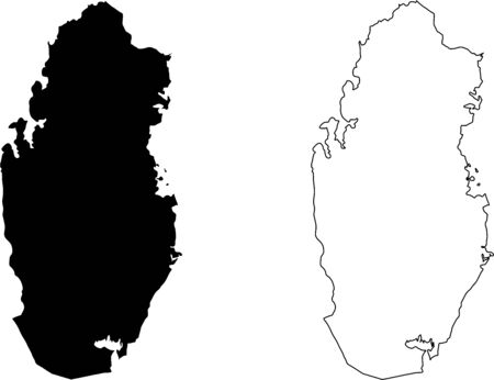 Qatar Map. Black silhouette country map isolated on white background. Black outline on white background. Vector fileのイラスト素材