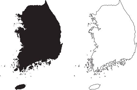 South Korea Map. Black silhouette country map isolated on white background. Black outline on white background. Vector fileのイラスト素材