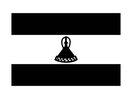 Lesotho Flag Black and White. Country National Emblem Banner. Monochrome Grayscale EPS Vector File.のイラスト素材