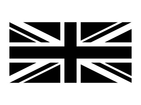 United Kingdom Flag Union Jack. UK Flag Black and White. Country National Emblem Banner. Monochrome Grayscale EPS Vector File.のイラスト素材