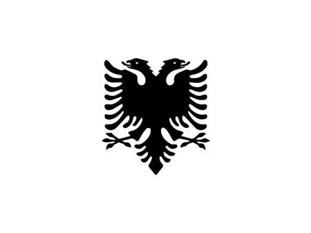 Albania Flag Black and White. Country National Emblem Banner. Monochrome Grayscale EPS Vector File.のイラスト素材
