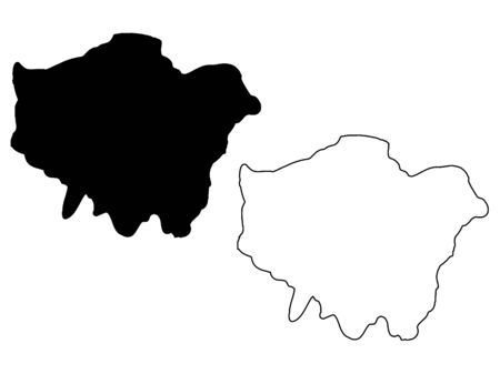Map of Greater London. Black and outline maps. EPS Vector File.のイラスト素材