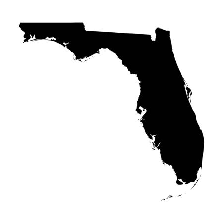 Florida FL state Maps. Black silhouette solid map isolated on a white background. EPS Vectorのイラスト素材