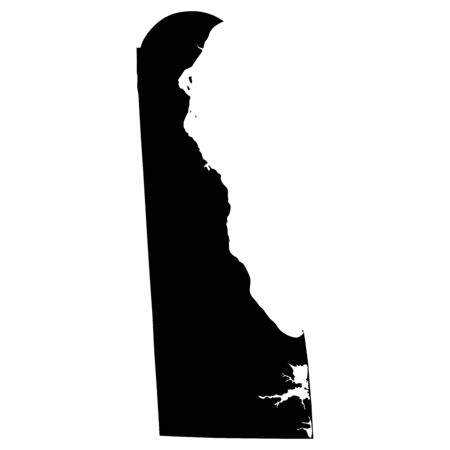 Delaware DE state Maps USA. Black silhouette solid map isolated on a white background. EPS Vectorのイラスト素材