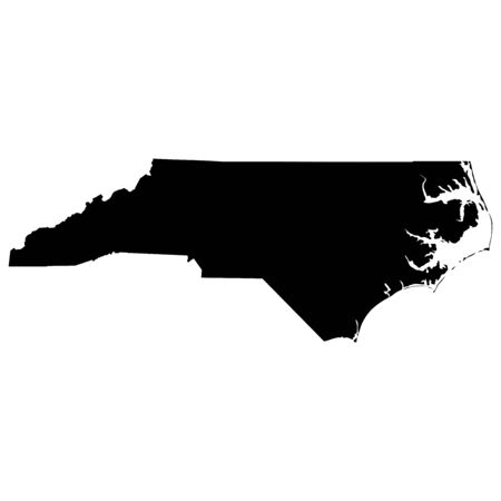 North Carolina NC state Maps. Black silhouette solid map isolated on a white background. EPS Vectorのイラスト素材
